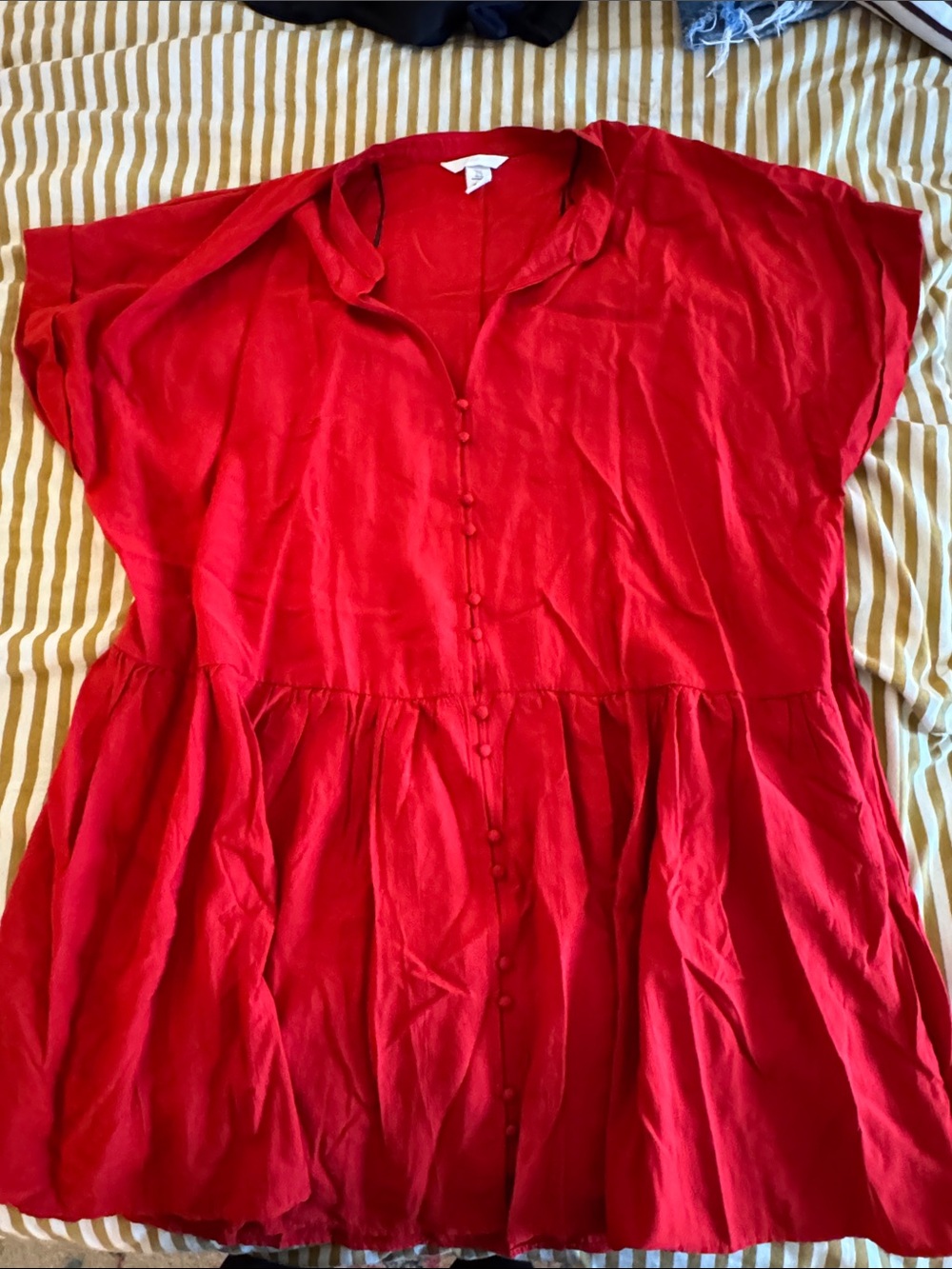 H&M Red Button-Front Mini Dress